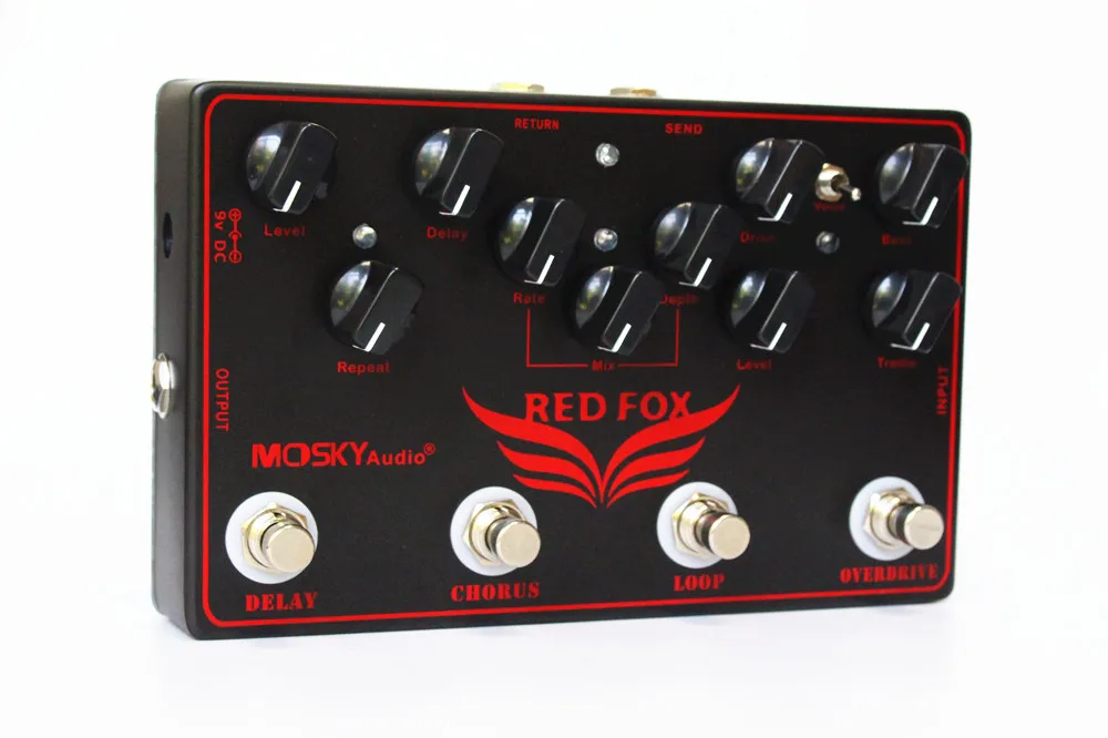 RED FOX Overdrive, LOOP, Chorus, Delay 4 педали эффектов в 1 блоке педаль эффектов для гитары мультиэффект педаль