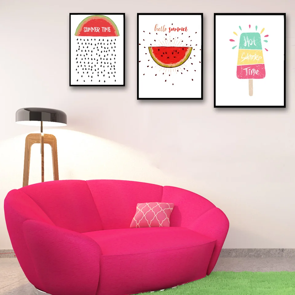 Картина на холсте с HD принтами арбуз цветное мороженое скандинавский