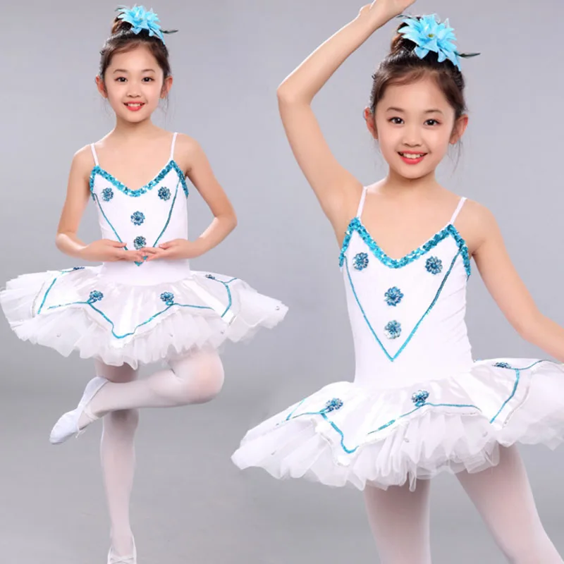 

Белое детское балетное платье-пачка с блестками, танцевальные костюмы с лебедем и озером, Детские балетные костюмы для девочек, сценическая...