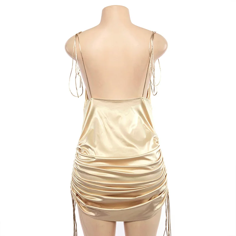 Chicology spaghetti straps sexy adjustable length mini dress summer women sexy satin outfit party club festival clothes