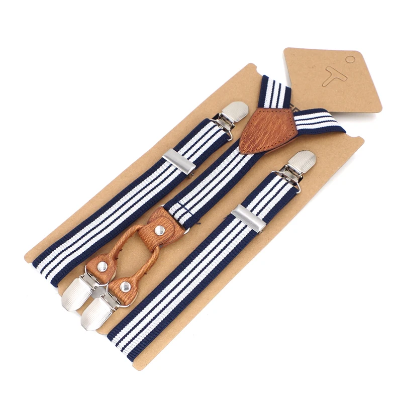 Kids Suspenders 4 Clips Leather Braces Suspensorio Elastic Adjustable Tirantes Bretelles 2.5*75cm New Fashion Design | Аксессуары для