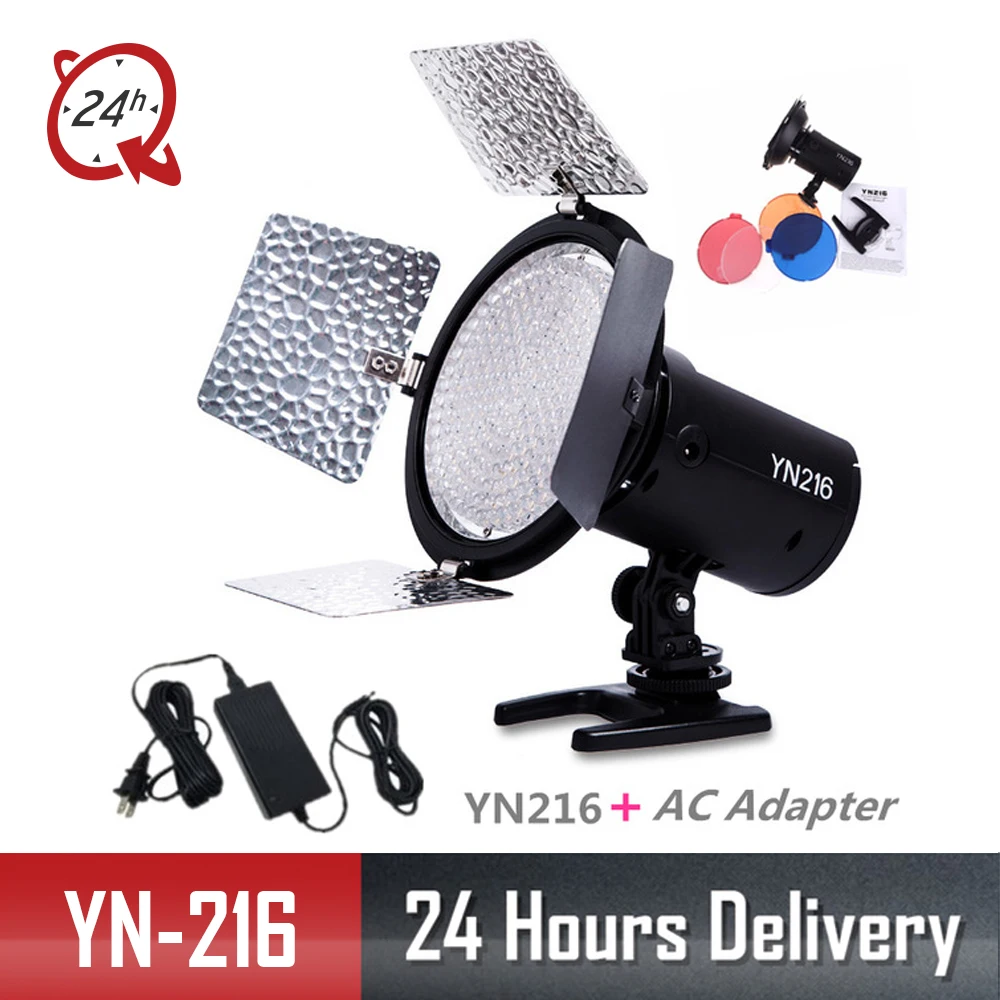 Yongnuo YN-216 YN216 светодиодный студийный свет для видео-фотографии и 4 цветовых диаграммы+ адаптер переменного тока для Canon Nikon sony видеокамеры DSLR