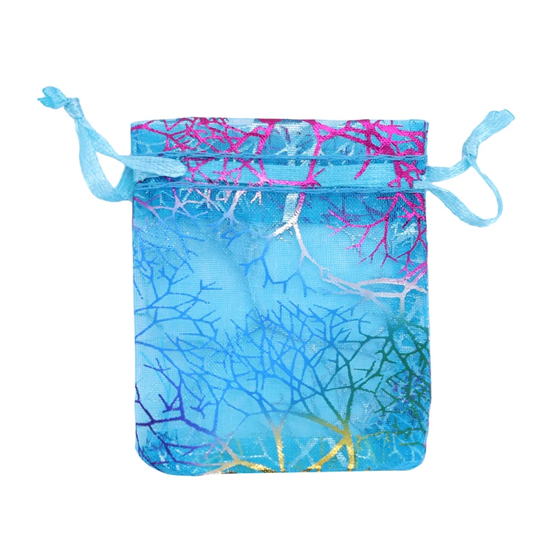 100 шт./компл. мешок для конфет из органзы красочный коралловый узор свадебные