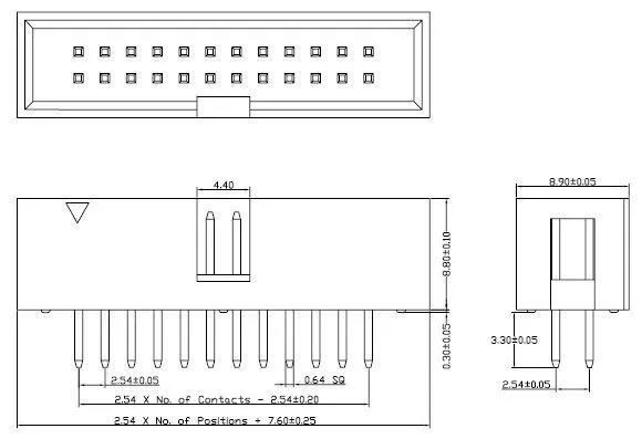 10 шт. DC3-6P 2,54 мм Шаг JTAG ISP мужской разъем прямой idc коробка заголовки PCB разъем DC3 двухрядные 2x3PIN 6PIN 6P разъем