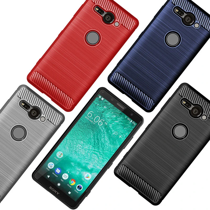 Armor Case For SONY XZ2 Brushed Carbon Fiber Texture Soft Silicone Phone Back Cover Xperia Compact/XZ2 Premium Capa |
