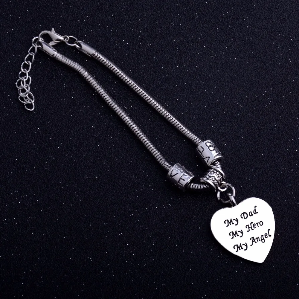 Браслет с подвеской в виде сердца для папы моего героя ангела|beaded jewelry|heart braceletcharm