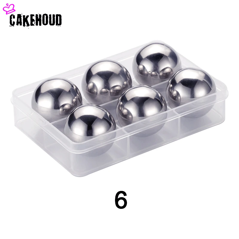 Round 6 CAKEHOUD Управление по санитарному надзору за качеством пищевых продуктов и медикаментов Класс виски охладитель пива, вина кубики льда камень Нержавеющая сталь 4/6/8 шт. с Пластик коробка для Охлаждения пива охладитель - Цвет: Round 6