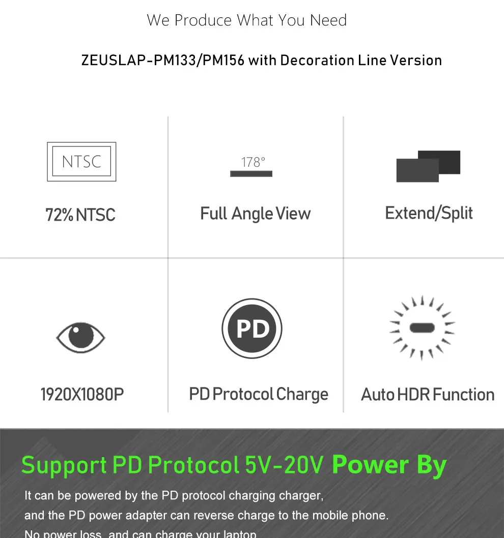 ZEUSLAP 15,6 дюймов портативный монитор 1920x1080 HD ips дисплей светодиодный компьютер монитор с магнитным чехол для PS4/Xbox/Phone/Macbook