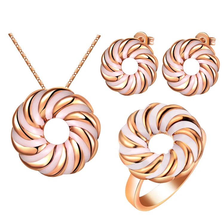 QM ювелирные изделия с розовым покрытием Bijoux модные милые круглые черные полосы