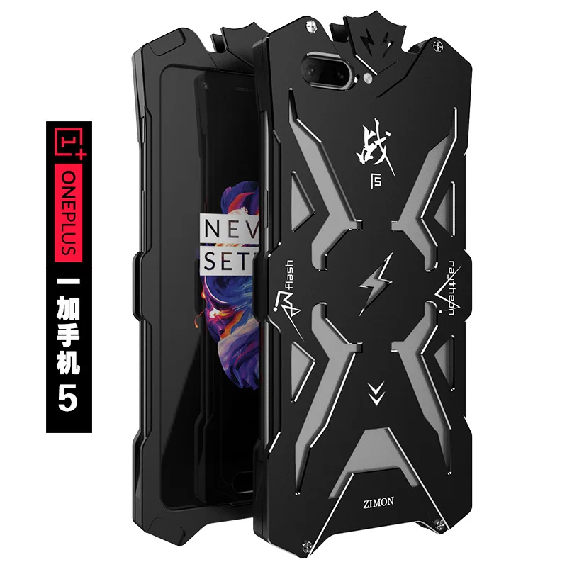Защитный чехол ZIMON из алюминиевого сплава для oneplus 6t 5 6, чехол, капа, Coque Fundas Capinha для one plus 1+ 6t 5 6 oneplus 6 - Цвет: Черный
