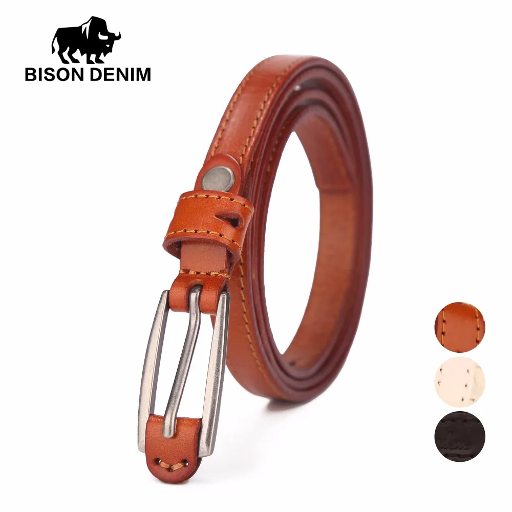 Женский ремень BISON DENIM из натуральной кожи с пряжкой воловьей высокого качества