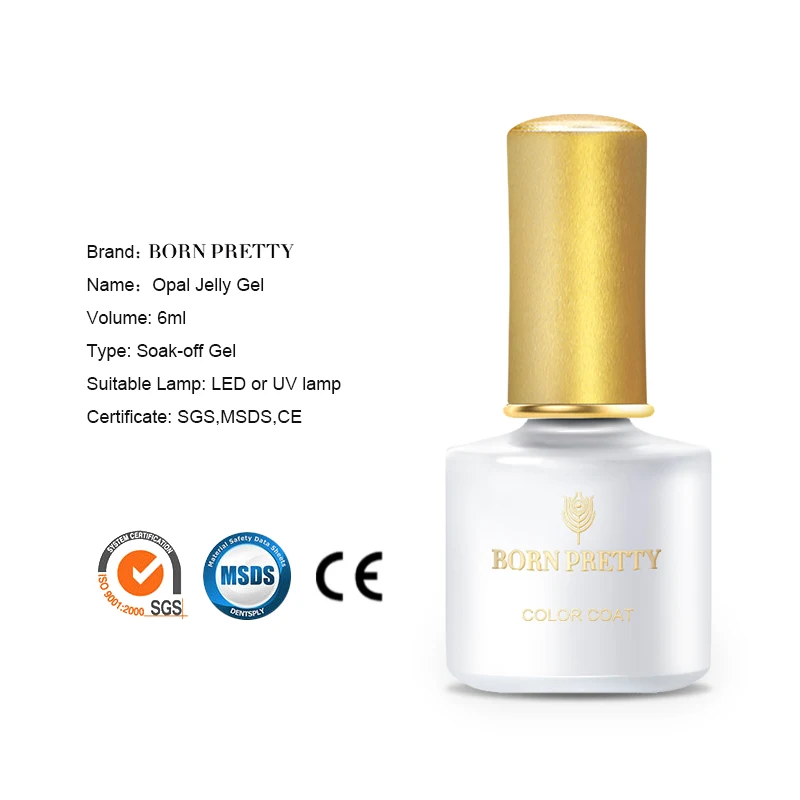 BORN PRETTY Opal Jelly гель для ногтей 6 мл полупрозрачный Белый УФ-гель лак замачиваемый УФ-гель лак Базовое покрытие верхнее покрытие