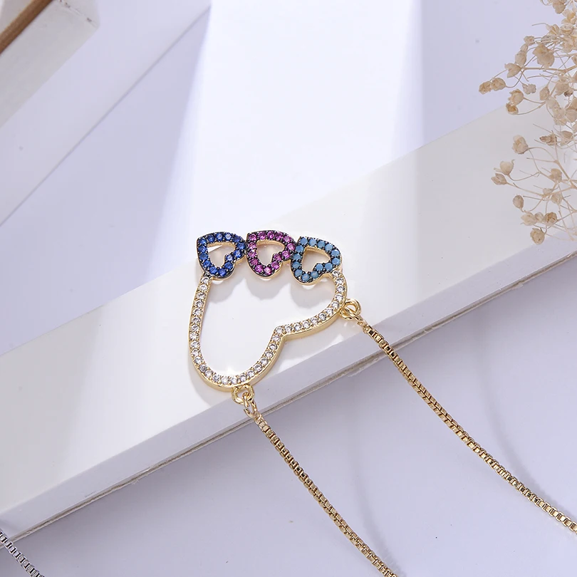 Модные ожерелья Pipitree с подвесками в виде трех сердец для женщин свадебные