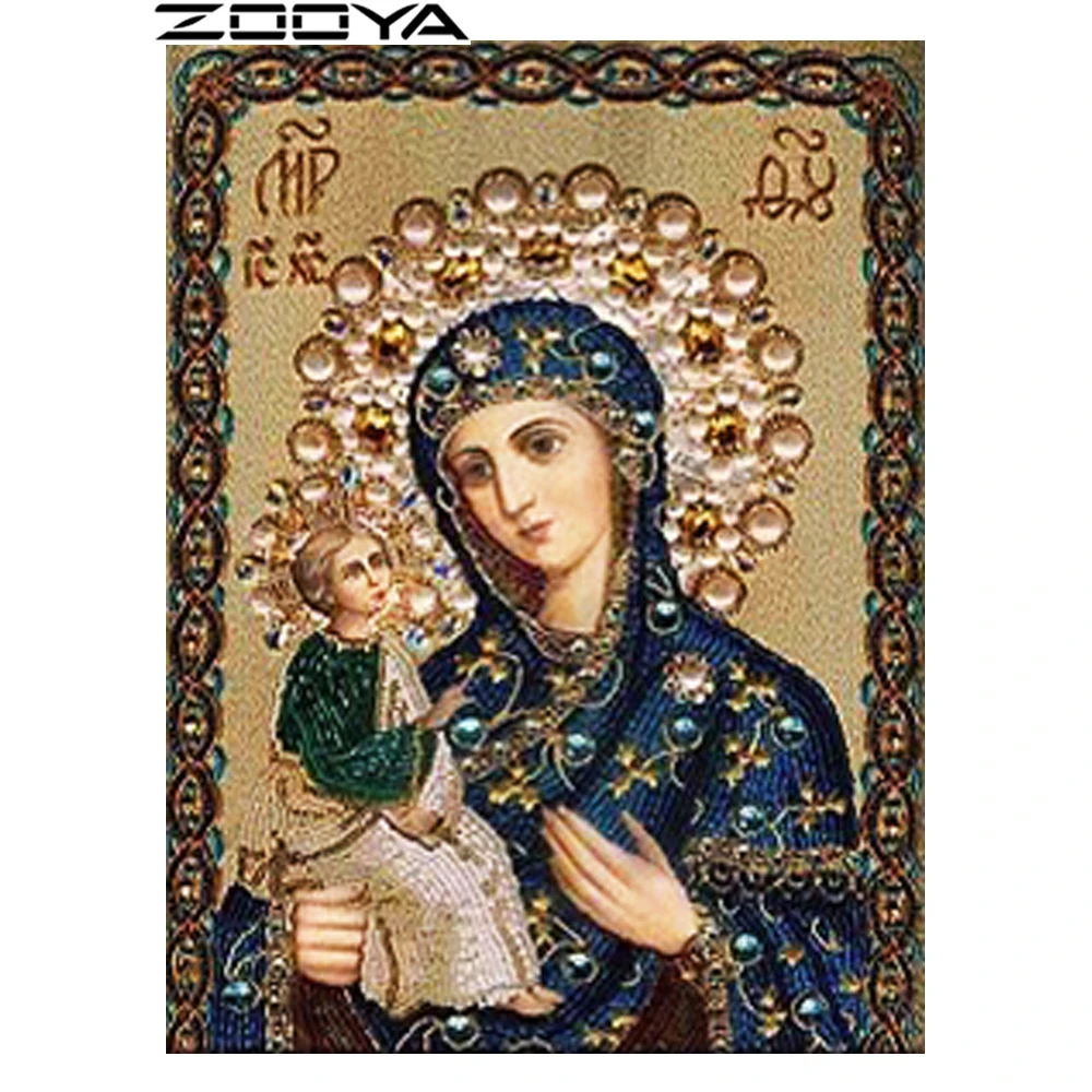 

ZOOYA 5d DIY Diamond Painting Mosaic Virgin And The Son Diamond Embroidery Needlework Rhinestone Pasted Cross Stitch Gifts R1109