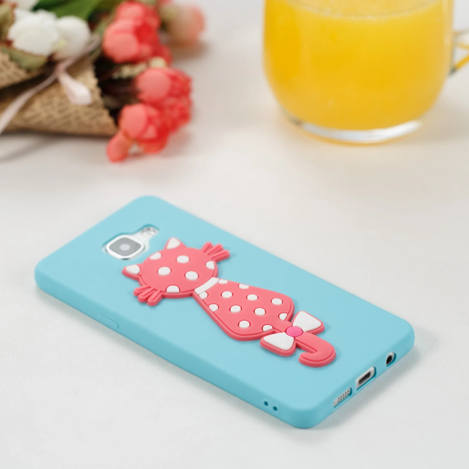 Мягкий силиконовый милый чехол из ТПУ с 3D рисунком кота для телефона сумка Sansung