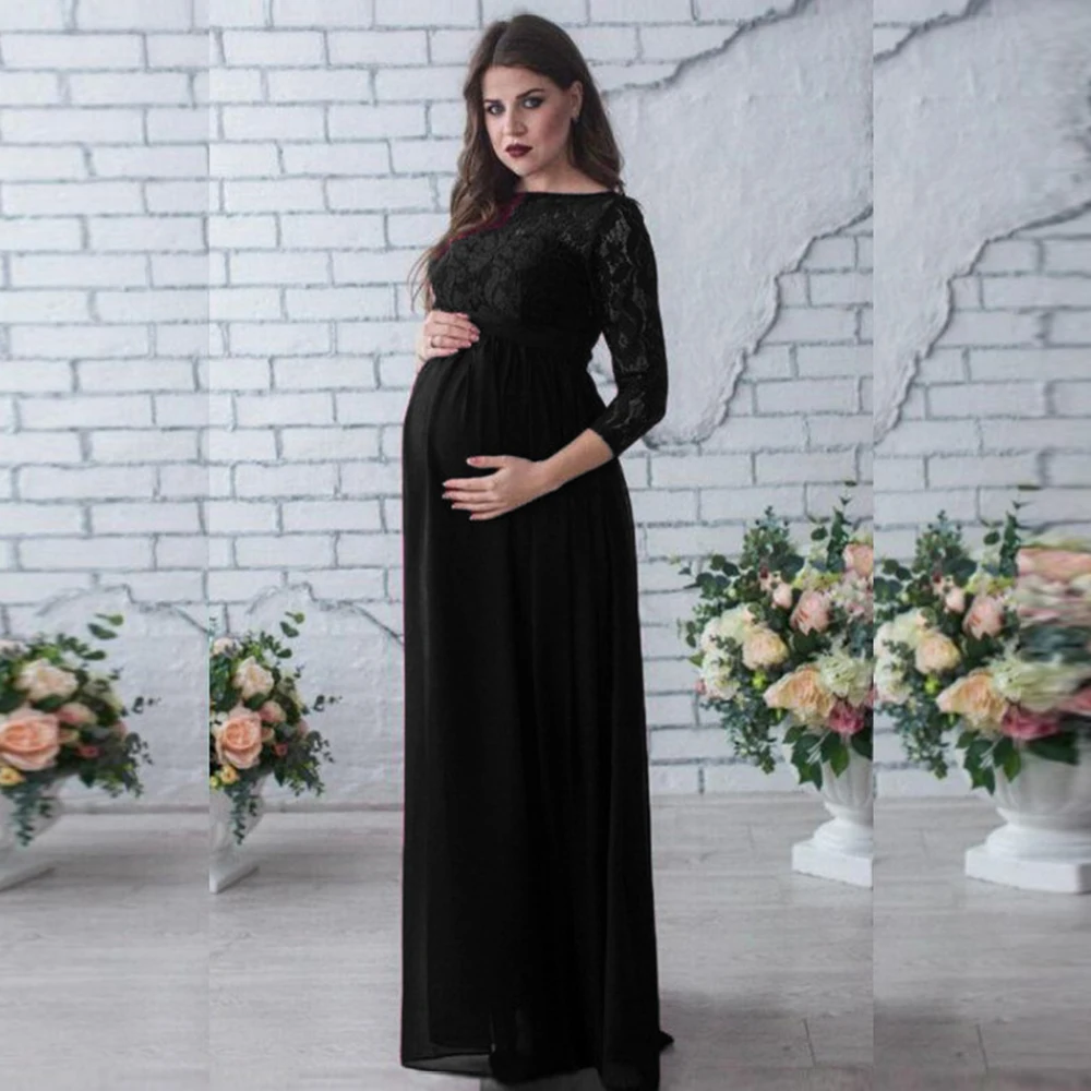 S XXL женские платья для беременных с длинными рукавами кружевное платье