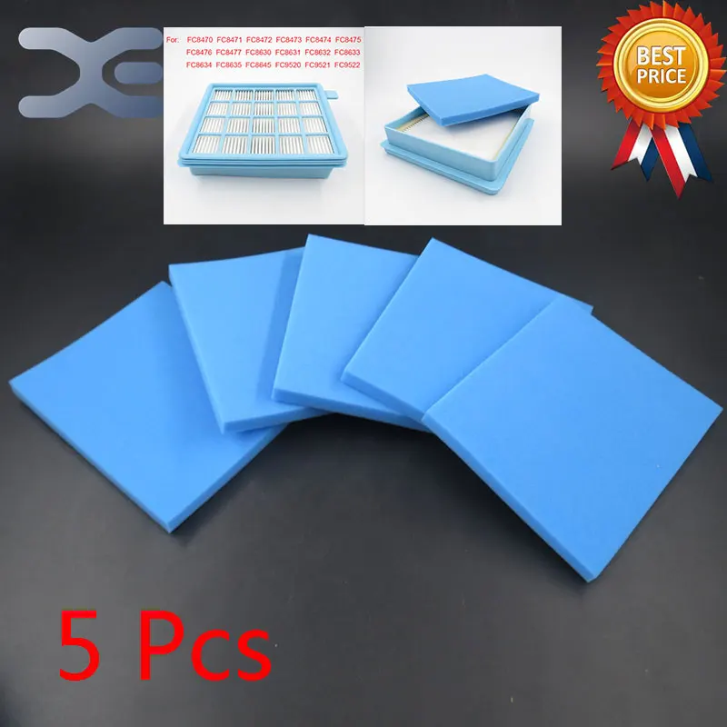 

5Pcs Vacuum Cleaner Filters Hepa Sponge For Philips Vacuum Cleaner FC8470 FC8471 FC8472 FC8473 FC8474 FC8476 FC8477 FC8630