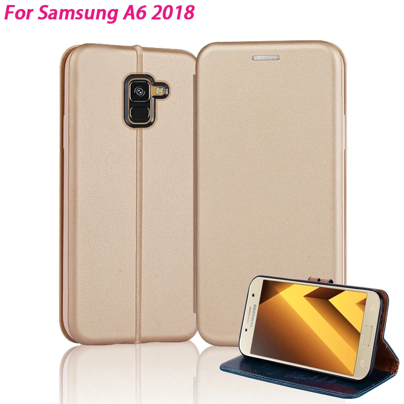 YonLinTan кожаный чехол на магните для samsung galaxy A 6 A6 2018 откидной Чехол заднюю панель