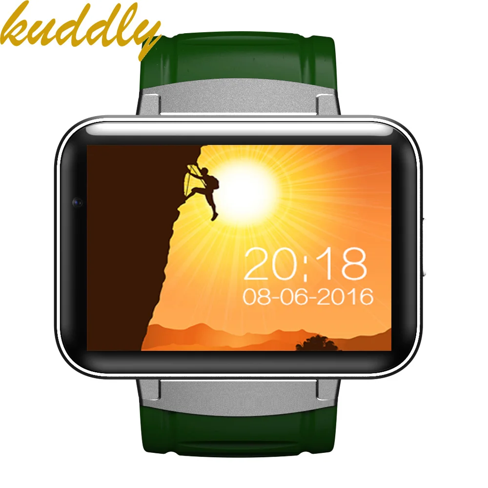 Смарт-часы KUDDLY DM98 MTK6572 OS 3g wifi gps Поддержка sim-карты двухъядерный спящий монитор Bluetooth 4,0 умные часы WCDMA - Цвет: green