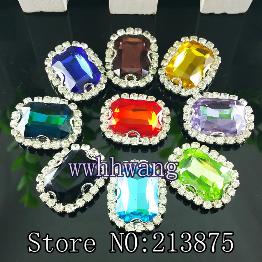 

13 мм * 18 мм 20 шт. 9 цветов Прямоугольная форма Хрустальное стекло Стразы ручная работа Пришивание Стразы Коготь Камень Серебряное дно для пла...