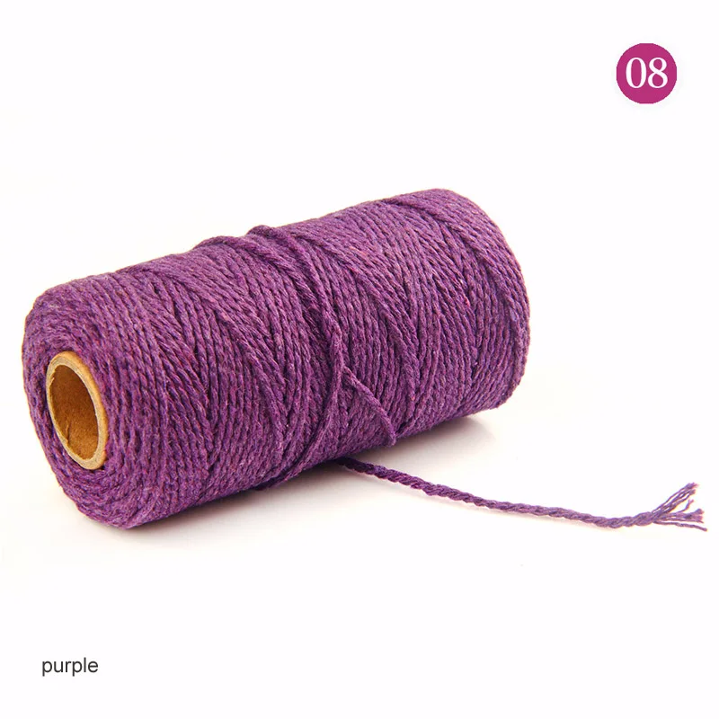 purple Ремесленная струна, 19 цветов, сделай сам, Свадебный декор, поставка, ручная работа, хлопковые шнуры, нить для шитья, 100 ярдов, веревка, скрученный шнур макраме - Цвет: purple