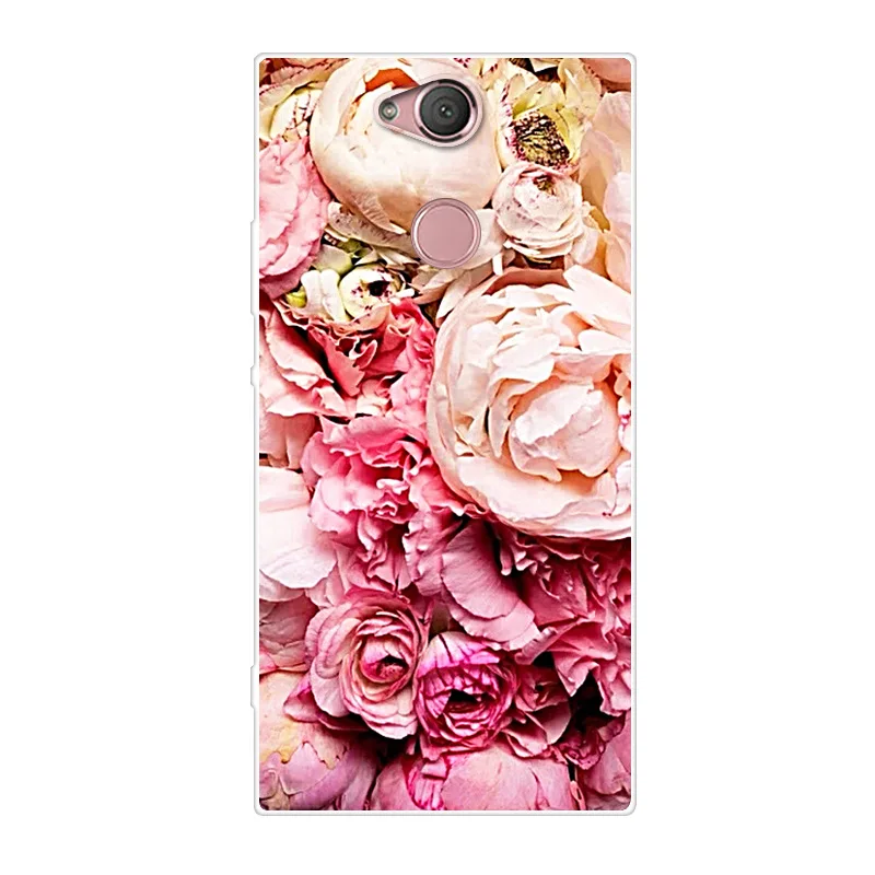 Phone Case For Sony Xperia XA2 Soft Silicone TPU Fashion Flower Painted Back Cover |