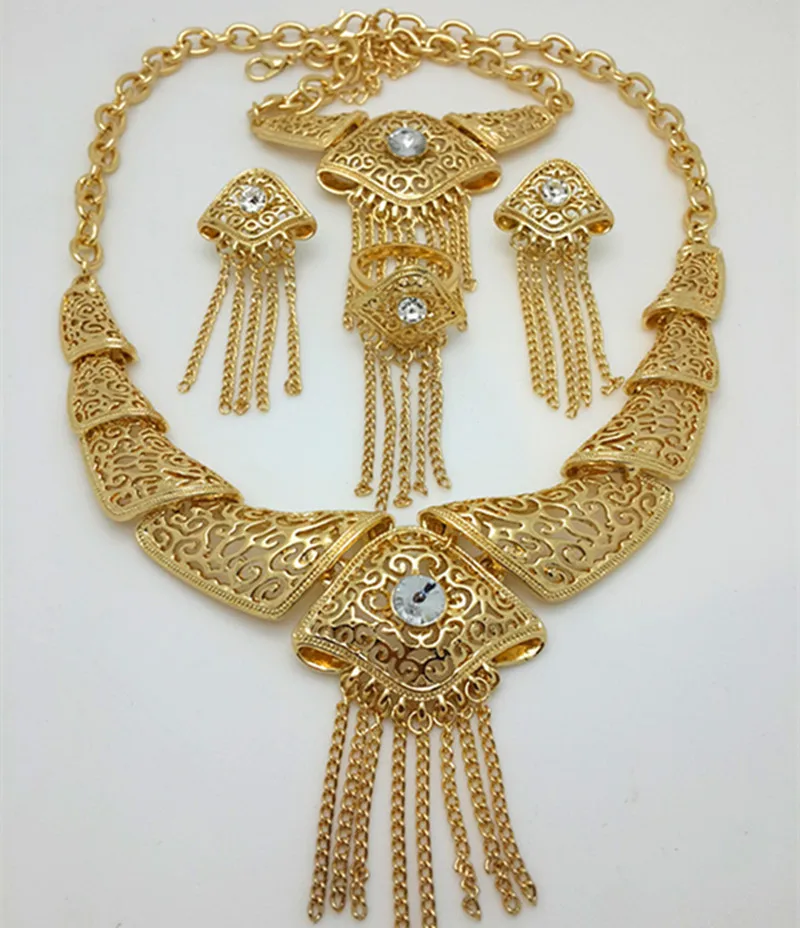 Мода 2020 золотой цвет нигерийские Свадебные африканские бусы ювелирный набор