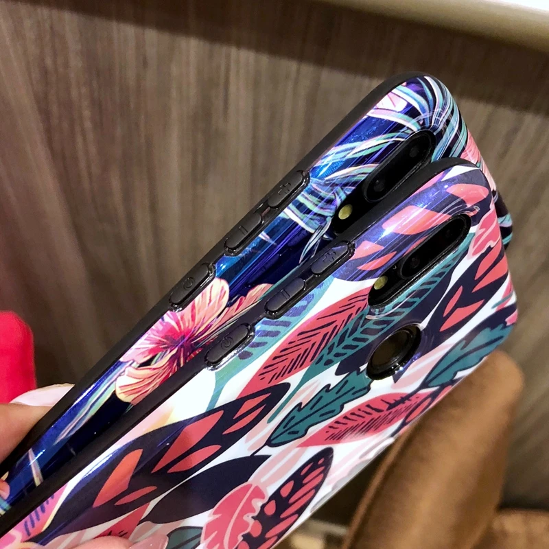 Чехол для Huawei P20 Lite чехол Nova 3E Роскошный с листом и цветком Blu-ray телефона чехлы
