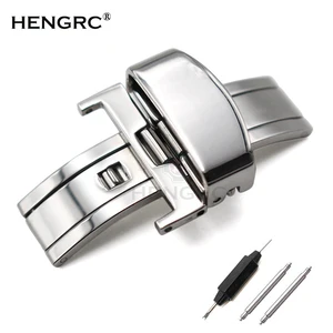 Металлическая пряжка для ремешка часов, полированный Серебристый браслет из нержавеющей стали 316L с пряжкой, 18 мм 20 мм 22 мм 24 мм, аксессуары для часов