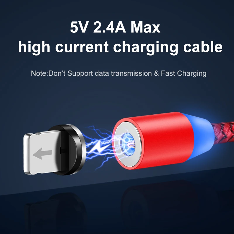 Магнитный зарядный usb-кабель Elough 360 светодиодов для iPhone XR 8 X 6 6s Φ 7plus кабель iphone без