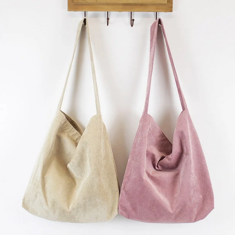 Женская простая Вельветовая Сумочка винтажная однотонная большая Повседневная