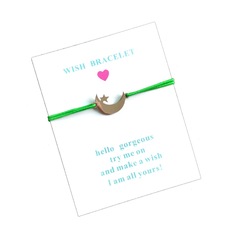 10 шт./лот браслет Wish Card из нержавеющей стали с тройной Луной и звездой