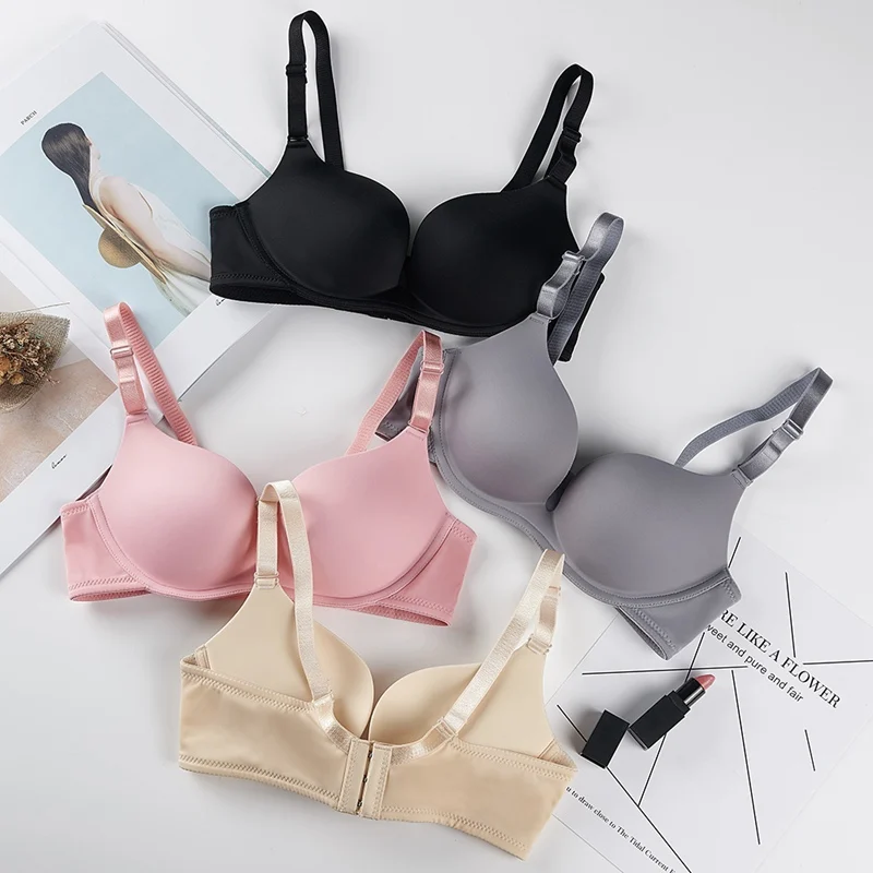 Sexy Solid Color Smooth One-piece Pad Gather Adjustment Type No Steel Ring Sweet Bra | Женская одежда