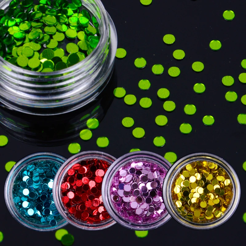 1 коробка 2 мм однотонные Блестки для ногтей блестящие пайетки голограмма