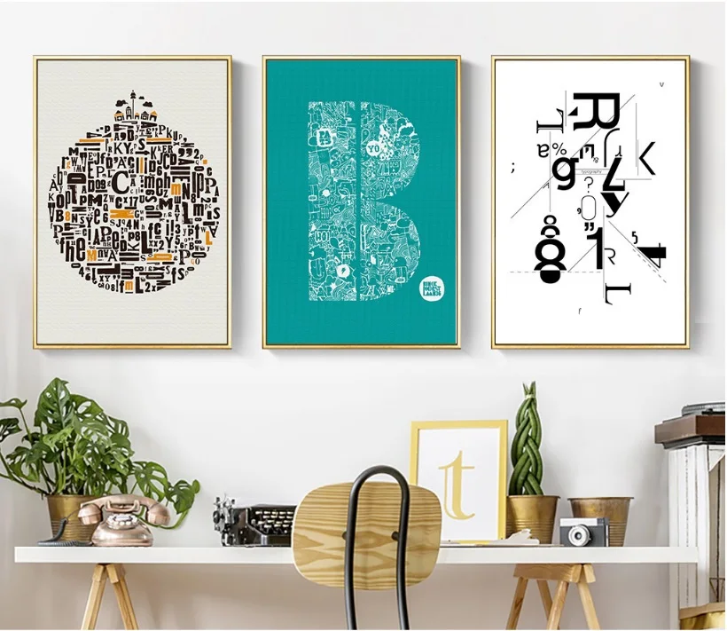 Скандинавские простые абстрактные 3 шт. декоративные картины настенная
