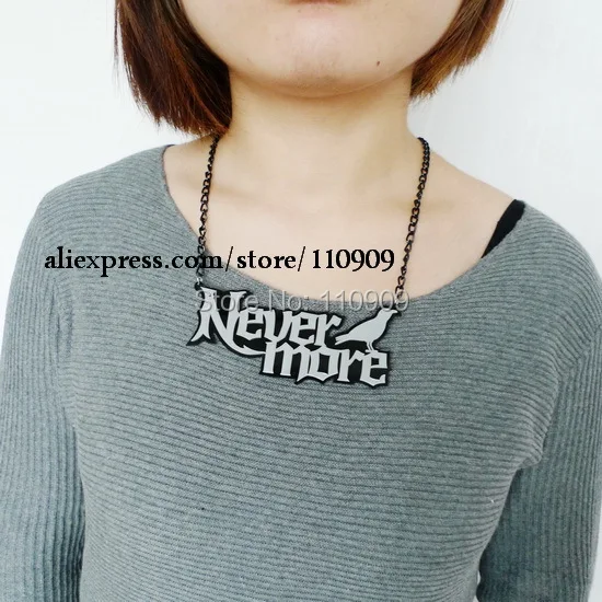 

83N Hip Hop Never More Grey Acrylic Cool Necklace Pendant