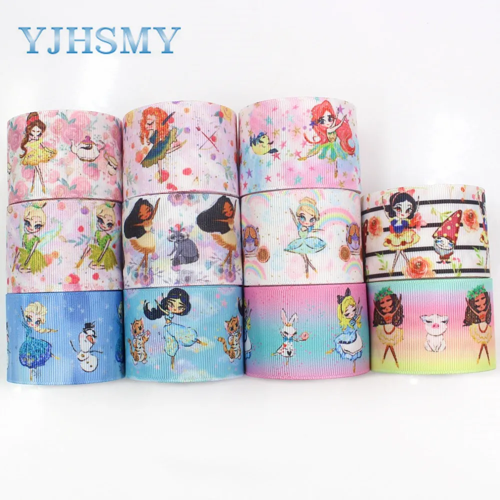 YJHSMY ленты 38 мм 5 ярдов мультфильм термопечать grosgrain лук кепка DIY аксессуары