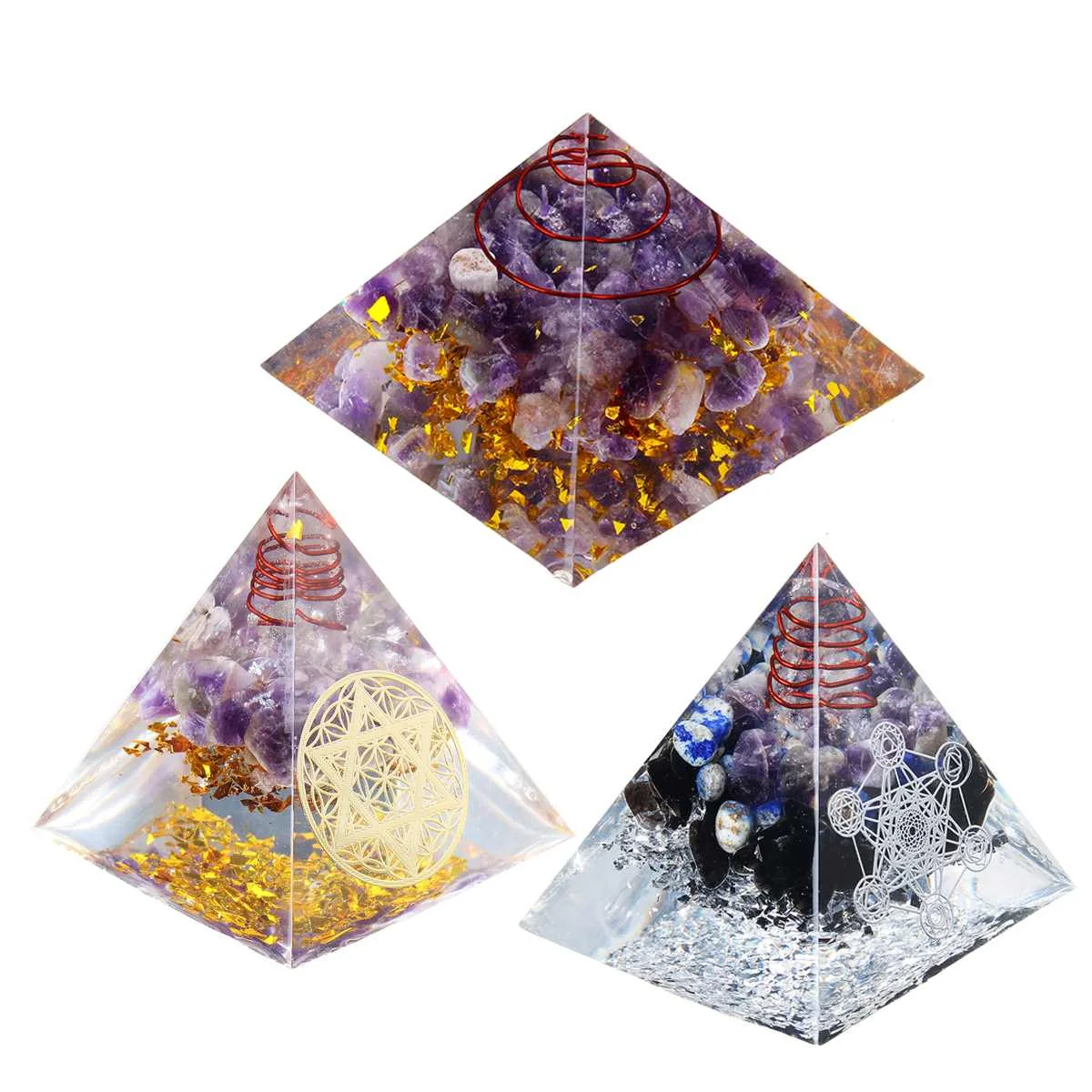 5,5-6,5 см Orgonite улучшение Фортуны помощь бизнес башня натуральный кристалл энергия Orgone Пирамида процесс украшения Смола счастливый подарок