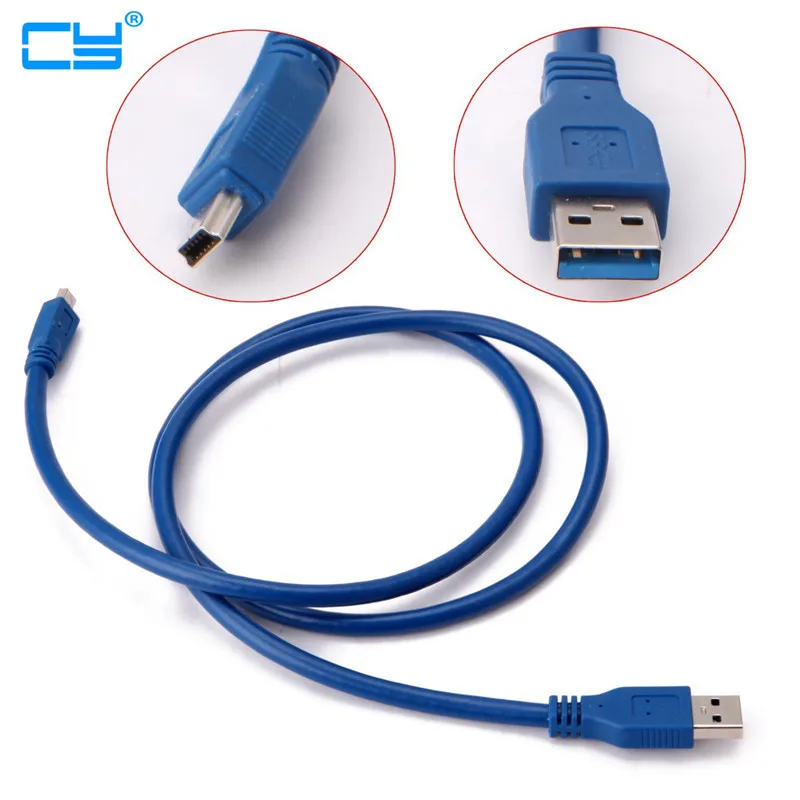 Кабель USB 3 0 типа А папа-папа мини-USB 10 контактов папа синий 30 см/0 м 60 6 100 см/1 150 5 300