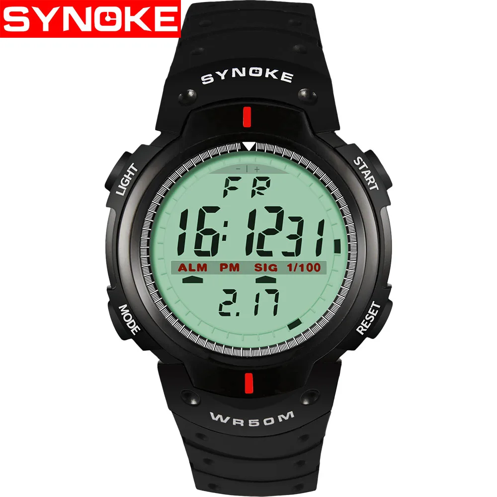 Черный SYNOKE sport watch Men 30m Waterproof Led Digital electronic Watch Men Outdoor Mens Sports Wrist Stopwatch sports Wristwatches - Цвет: Черный
