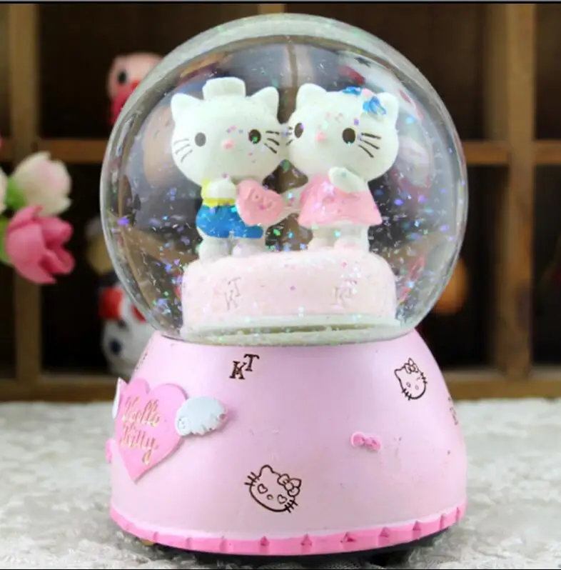 DYZ 807 + Love angel Hello Kitty вращающаяся Музыкальная шкатулка со снежинками Креативные