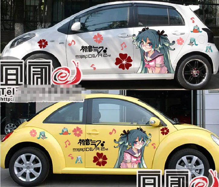 Itasha 2PCS Waterproof material Whole car stickers hatsune miku decal & sticker MIku Vinyl |