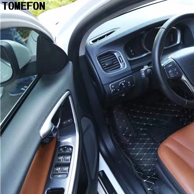TOMEFON для Volvo S60 2014-2018 ABS углеродное волокно краска Межкомнатная Дверная панель
