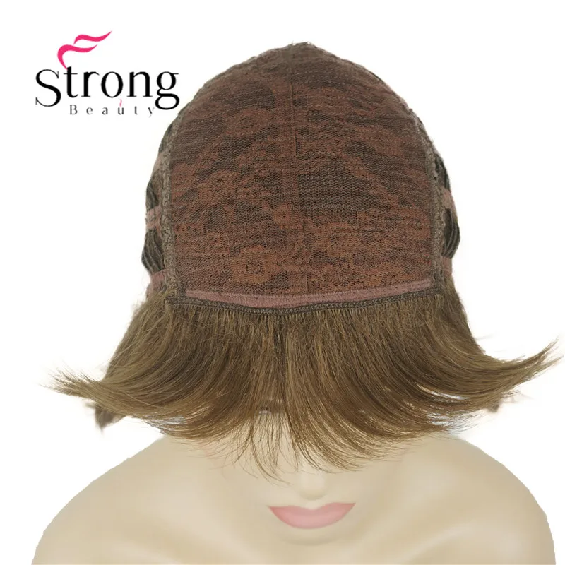 StrongBeauty короткий мягкий слоистый парик Омбре блонд полный синтетический парик