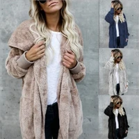 large size s 3xl faux fur teddy bear coat jacket women fashion open stitch winter hooded coat female long sleeve fuzzy jacket