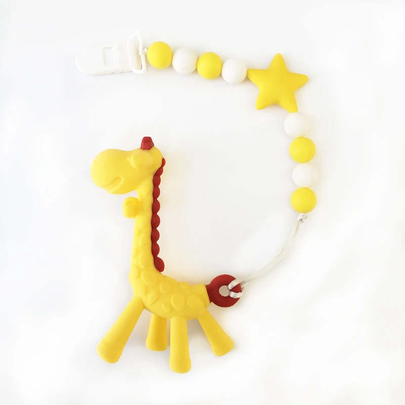 Силиконовая цепочка для соски-пустышки ручной работы 3D животное жираф