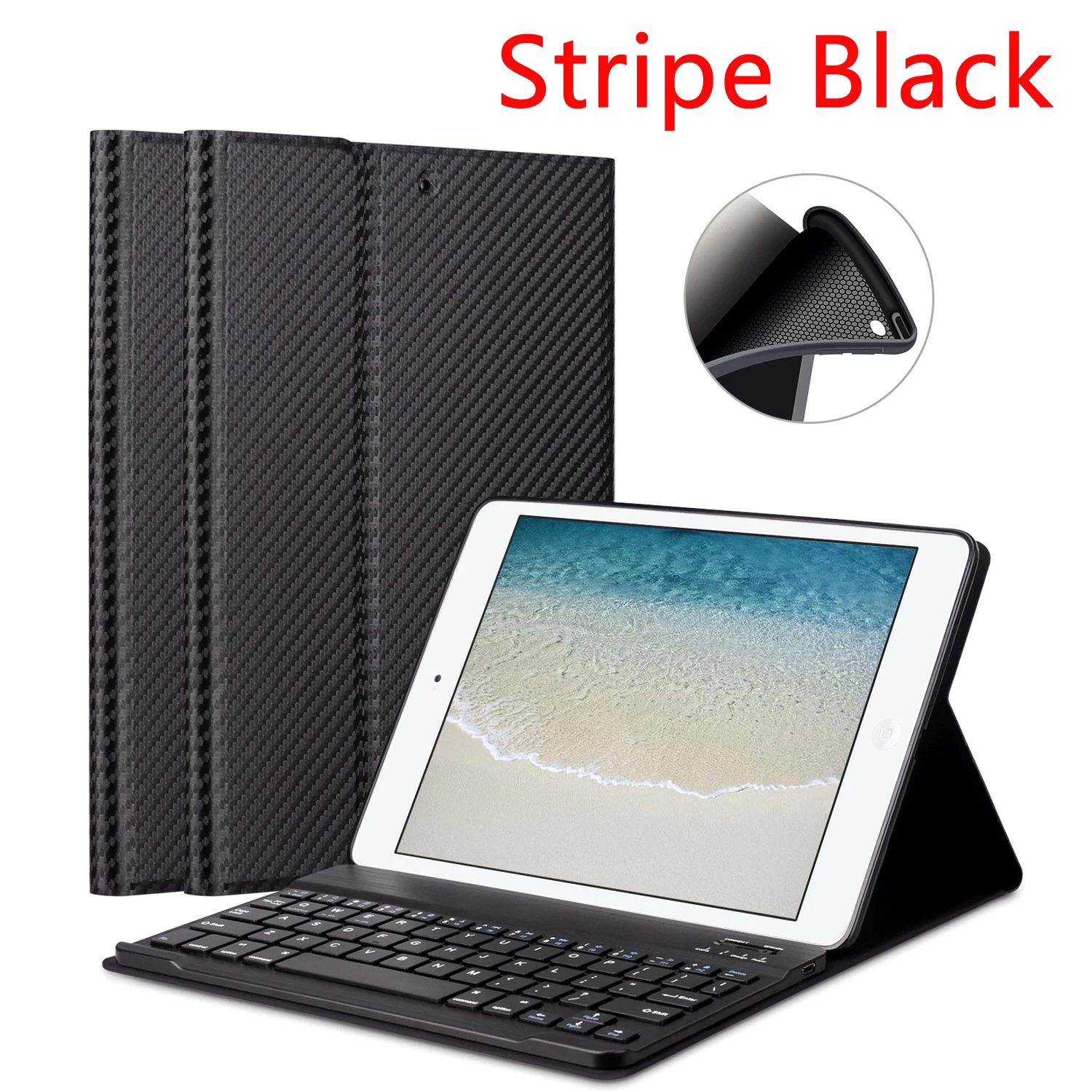 Cool BLACK Чехол-клавиатура из искусственной кожи для iPad 9,7 /iPad Air 2 1, мягкий силиконовый чехол, подставка для iPad чехол 9,7" - Цвет: Cool BLACK