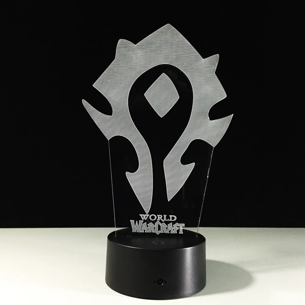 3D иллюзия WOW World of Warcraft, настольная лампа с логотипом, 7 цветов, Ночной светильник, Сенсорная лампа для детей, детей, семьи, праздничный подарок, Прямая поставка