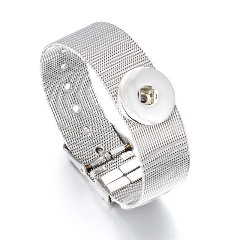 Унисекс Горячая Сменные оснастки ювелирные изделия Pulseras 18 мм защелки кнопочный браслет из нержавеющей стали браслеты для женщин мужчин ZE316