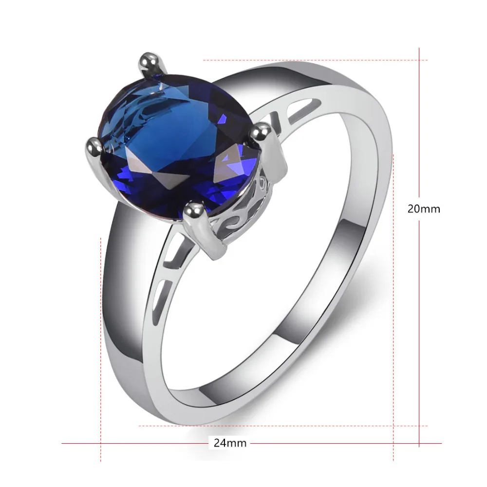 Модное обручальное кольцо из серебра 925 пробы с синим кристаллом циркона размер 5